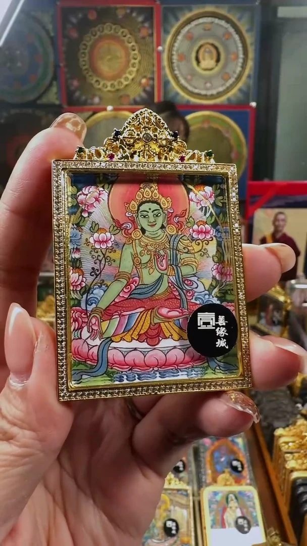 吊坠壹善缘城手绘唐卡绿度