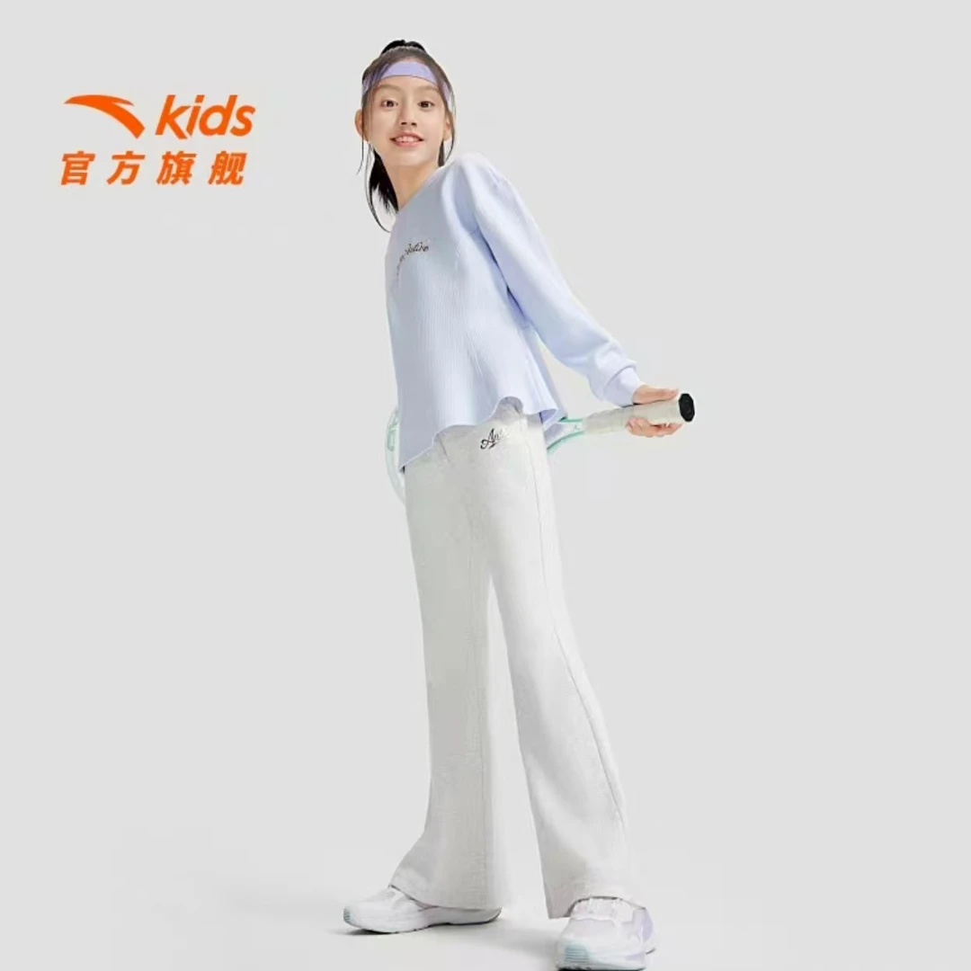 安踏儿童针织运动长裤24秋新款女童弹力运动休闲百搭款A62437706H