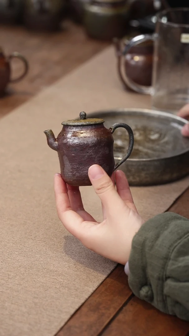 茶壶紫砂柴烧 归心手陶壶2