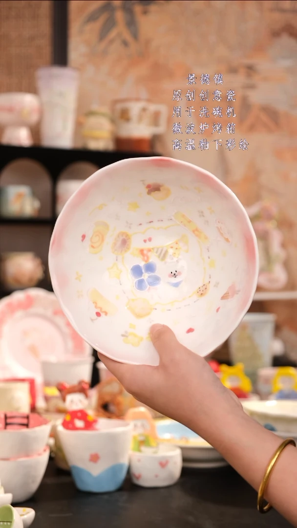 摆件景德镇手工手绘设计师款