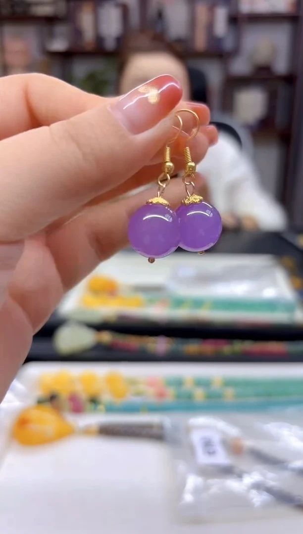 【闪购商品】翡翠耳饰14K金镶嵌耳勾E738