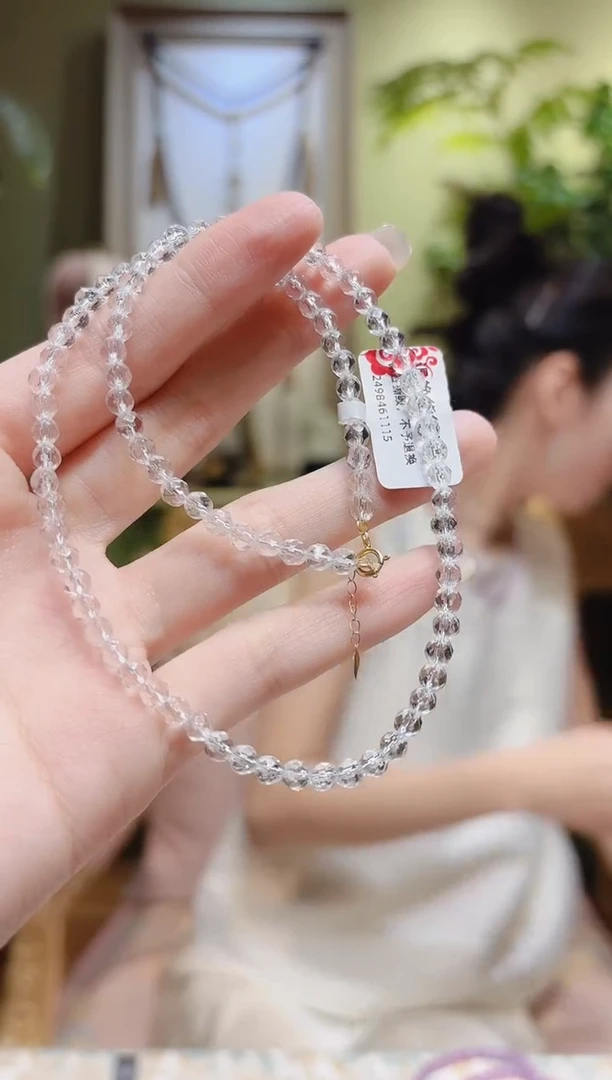 【闪购商品】水晶手串18K金镶嵌切割面白水晶锁骨链