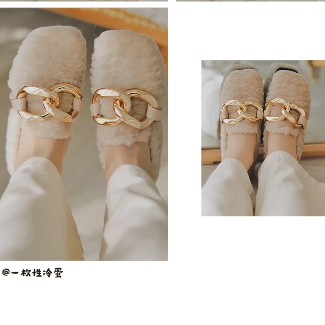 Toomanyshoes女鞋北极星豆豆鞋英伦风一脚蹬乐福毛毛鞋