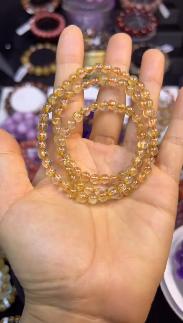 未镶嵌手串水晶金发晶三圈5.6mm