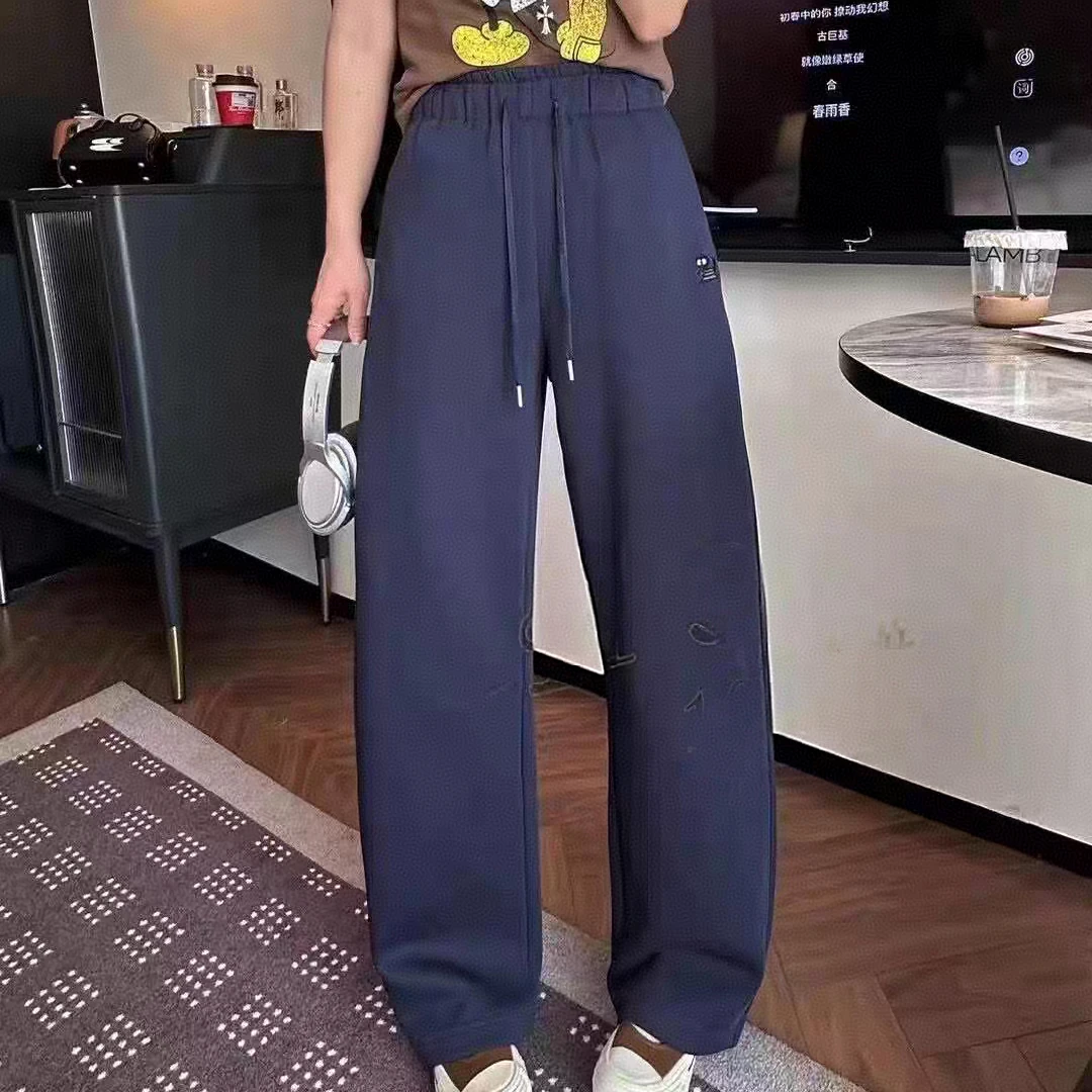 小猫刺绣休闲阔腿裤
