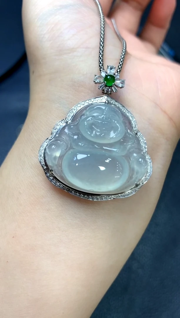 吊坠(不含链)18K金镶嵌翡翠佛