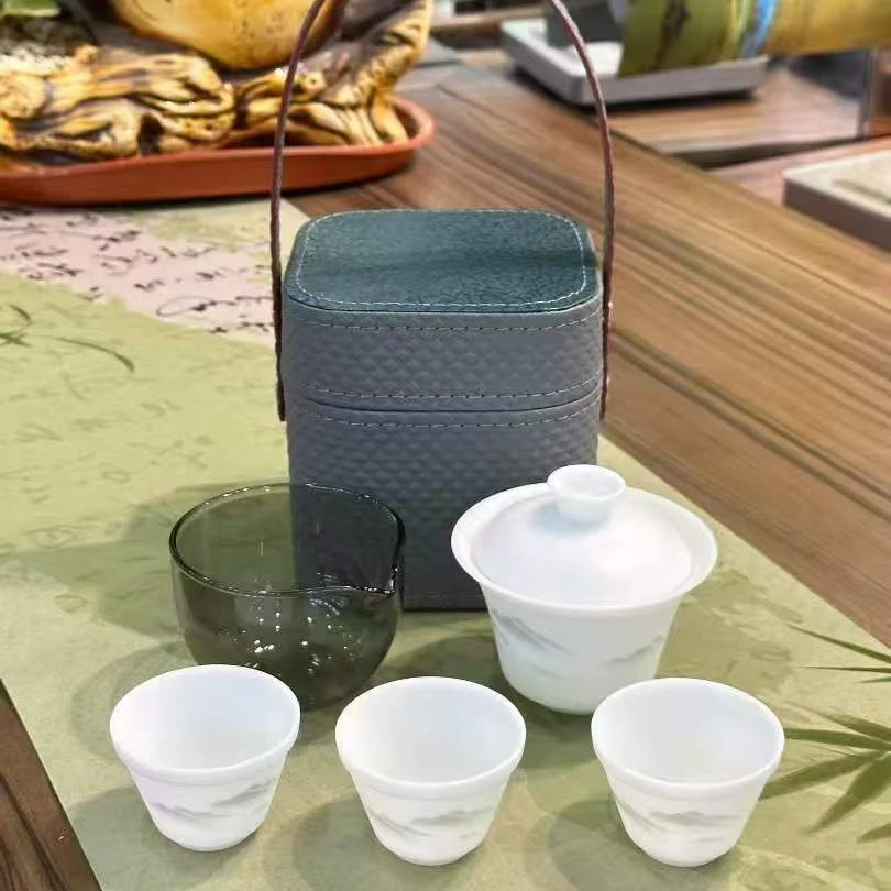 旅行茶具功夫茶户外简约陶瓷 山水