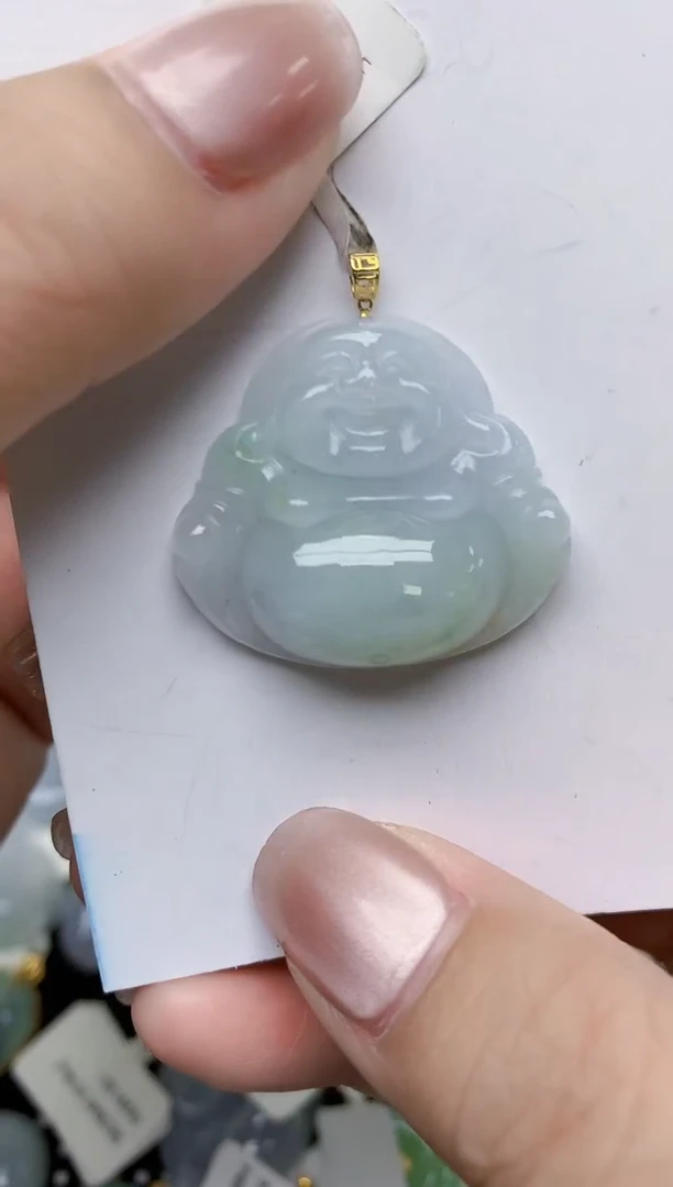 翡翠18K金镶嵌颈饰天然缅甸A货翡翠