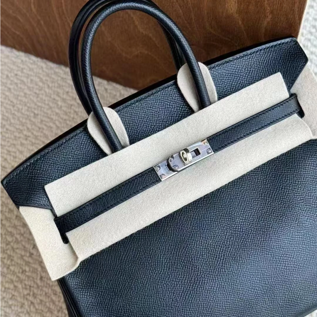 99新 Hermes/爱马仕 【小池专属】birkin25 黑银 E皮内缝 框K刻