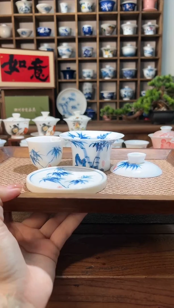 【闪购商品】竹子马蹄盖碗+主人杯+盖置