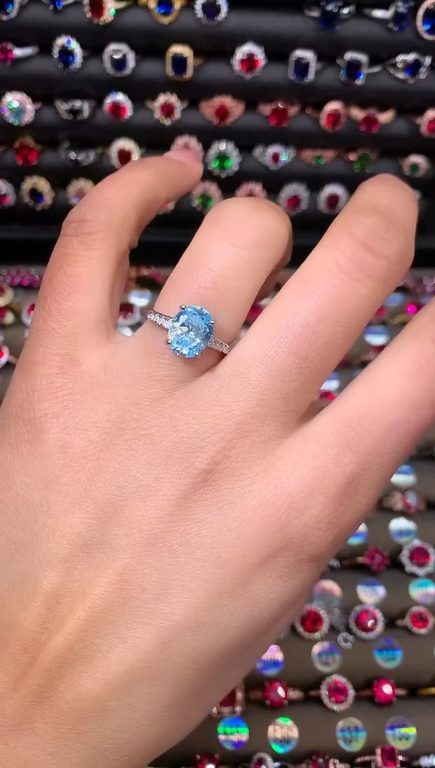 【闪购商品】海蓝宝石戒圈银S925镶嵌810