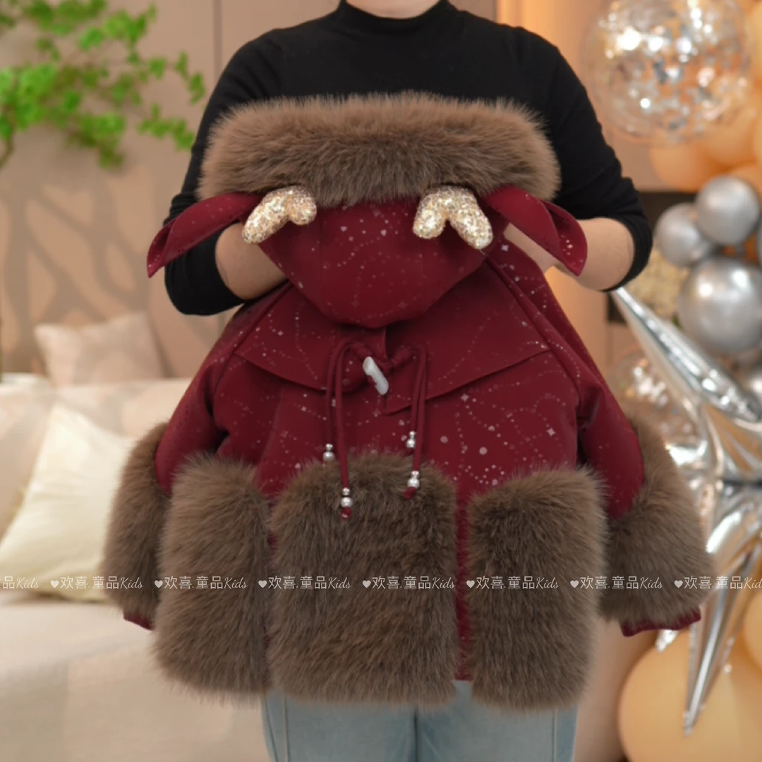 女童时髦加厚仿皮草外套2024新款冬装儿童装加绒上衣秋冬季宝宝潮