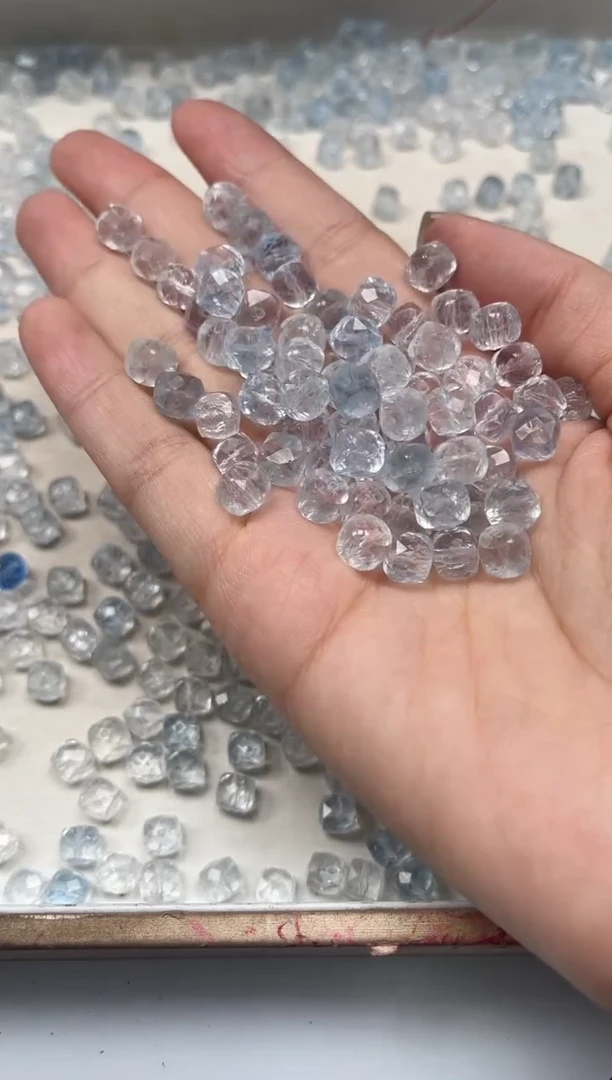 散珠未镶嵌水晶D9 海蓝方糖8mm10个8元