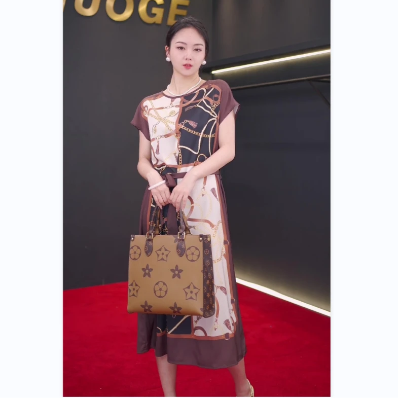 【断码 清 】复古风情-重磅冰丝缎连衣裙夏季宽松贵妇裙子