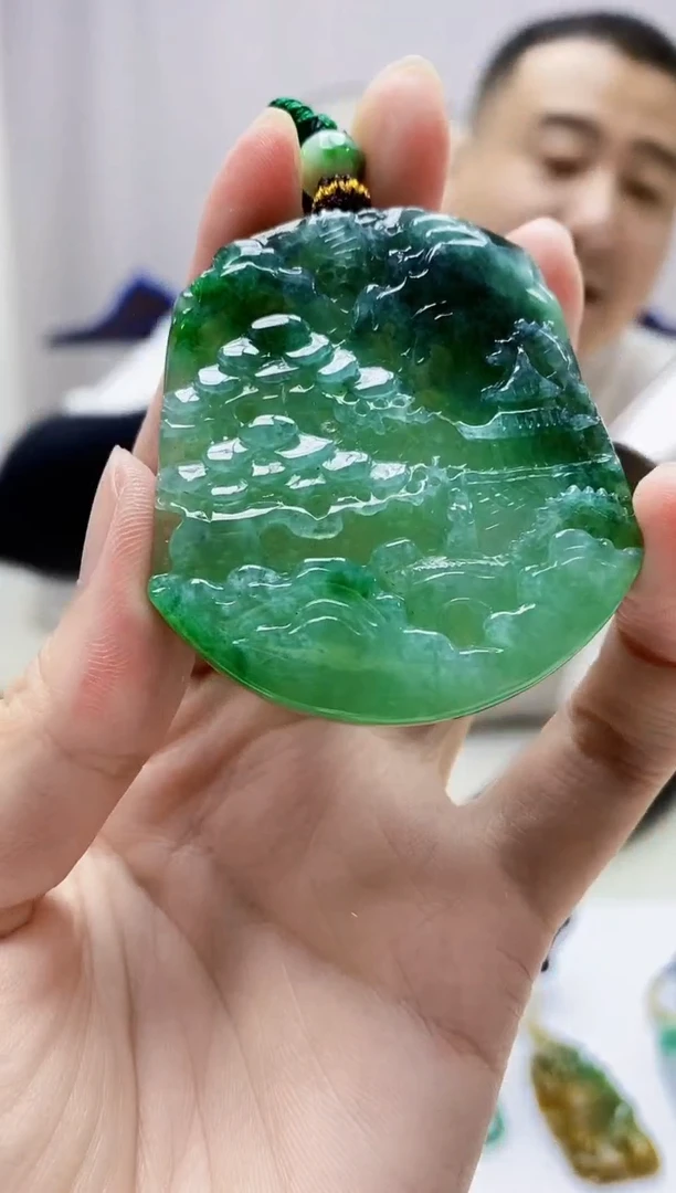 定制翡翠未镶嵌4898zm-毛货挂件山水156