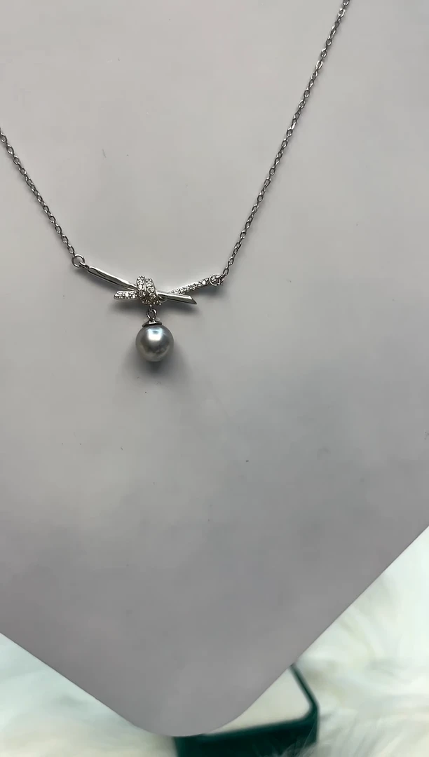 海水珍珠银S925镶嵌颈饰7-8