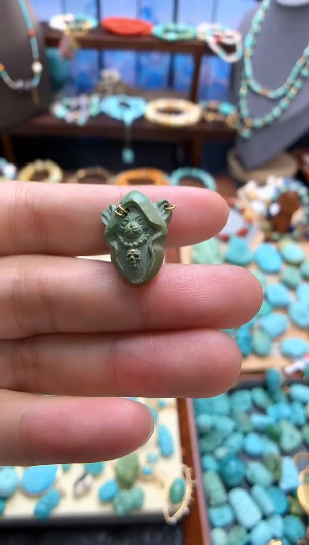未镶嵌绿松石挂件精工绿松石法老猫