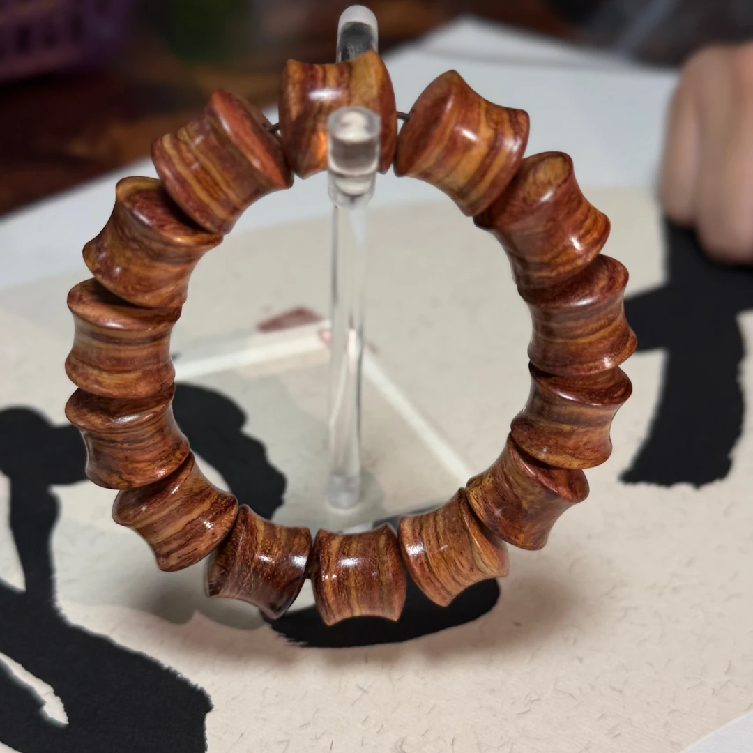 海南黄花梨15直切珠手串（多样性随机发）