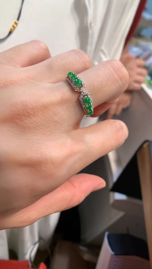 银S925镶嵌戒指翡翠戒指