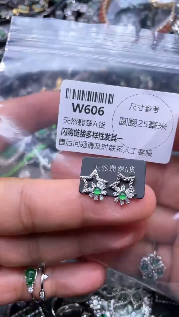 【闪购商品】翡翠颈饰未镶嵌W606耳钉