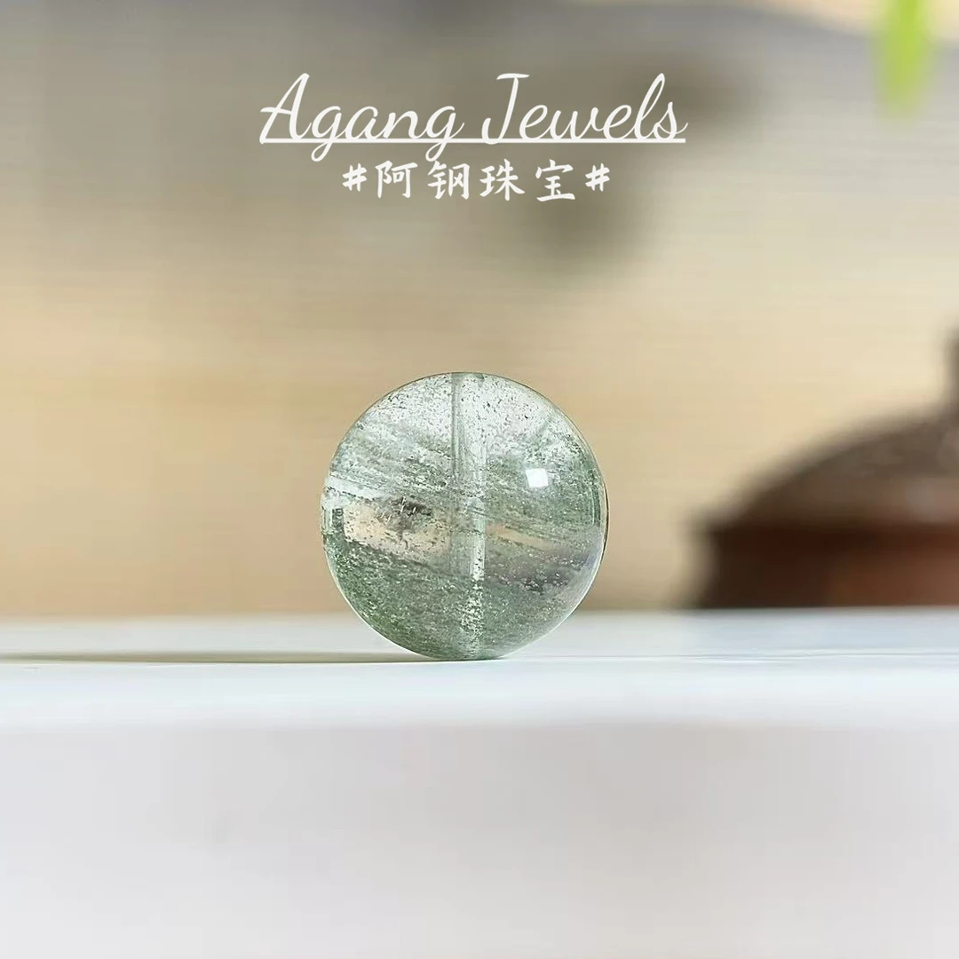 高品千层绿幽灵单珠14mm+水晶通孔可DIY可吊坠多样性发其一-LY720