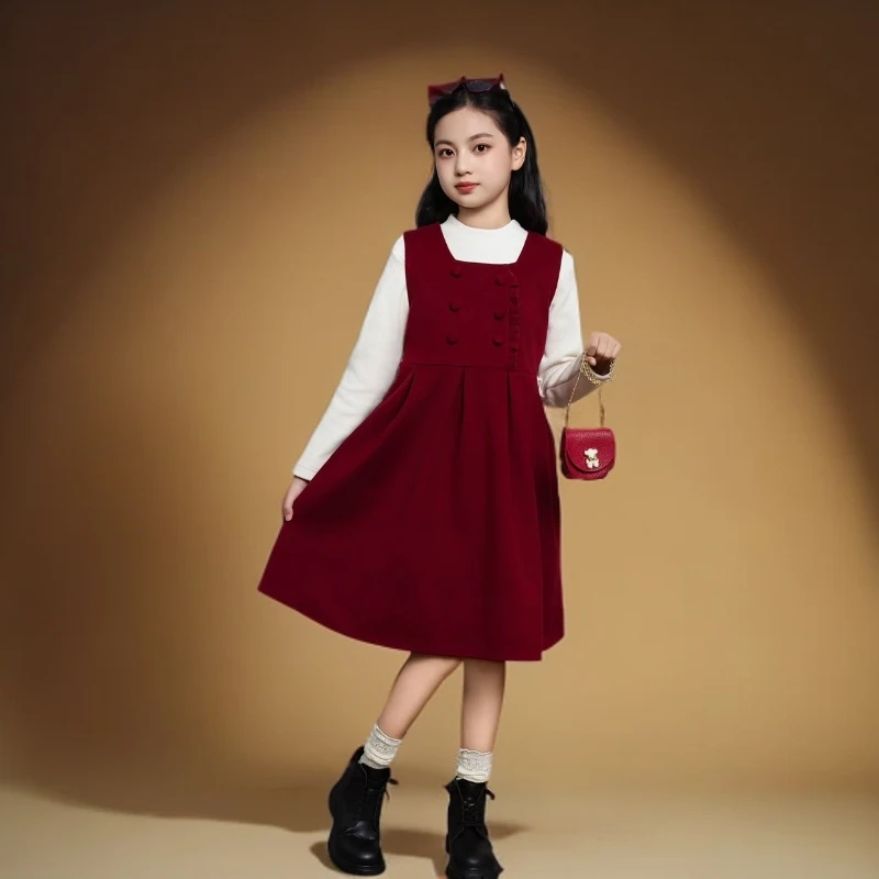 2491女童女孩秋冬季加厚 时尚洋气 法式小香风套装连衣裙两件套