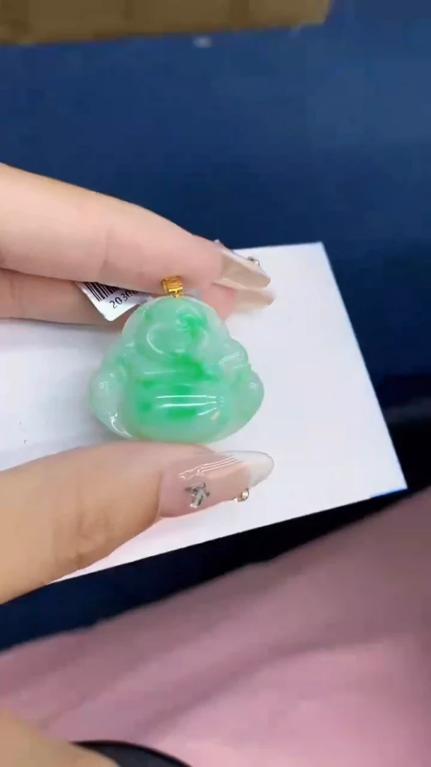 翡翠18K金镶嵌吊坠(不含链)1