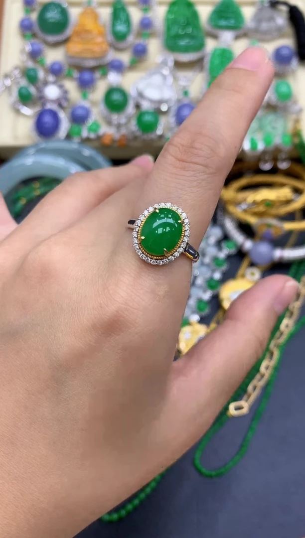 18K金镶嵌戒指翡翠295-中国好珍宝