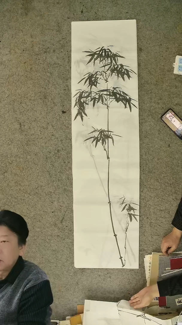 国画四尺对开  墨竹条屏 34*138cm