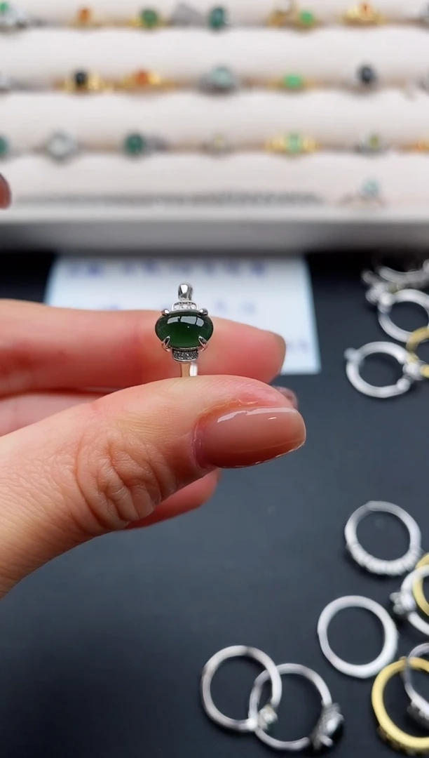 银S925镶嵌戒指翡翠55555555+1