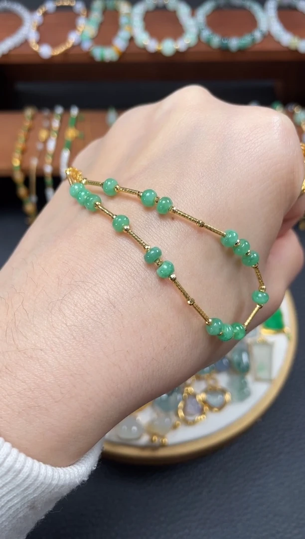 【闪购商品】翡翠套链18K金镶嵌一个   JK439