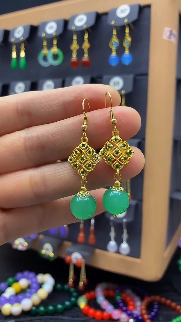 【闪购商品】玛瑙/玉髓耳坠未镶嵌耳饰