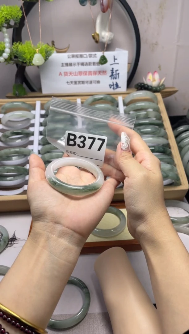 【闪购商品】石英质玉（天山翠）手镯未镶嵌b377