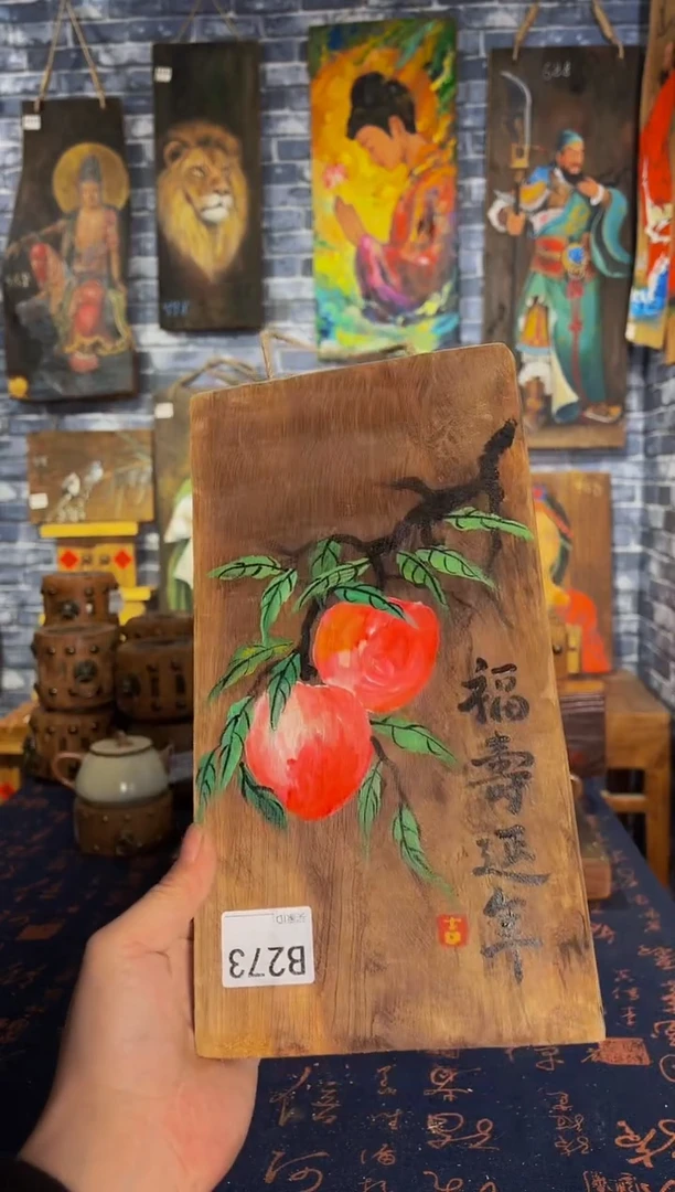 风化老门板丙烯画