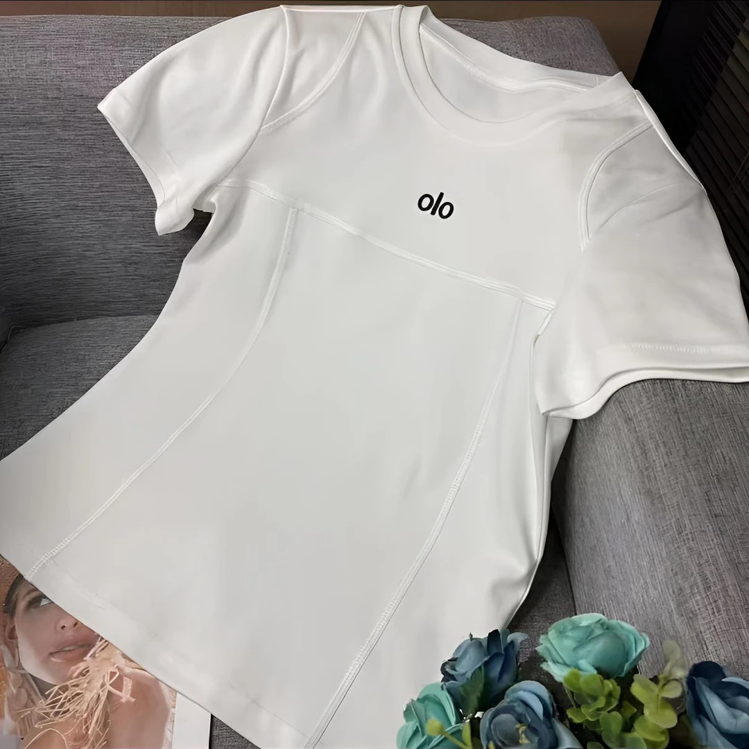 2025春季减龄新款大码女装胖简约字母刺绣蚂蚁腰纯色半袖上衣3353