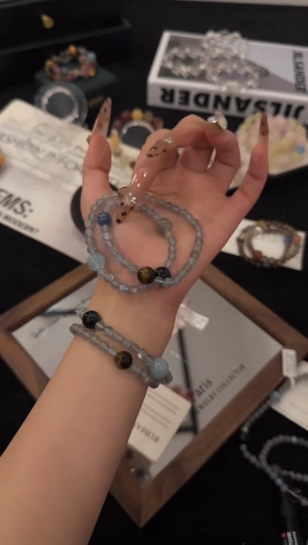 合金手链水晶灰月光双圈x3474