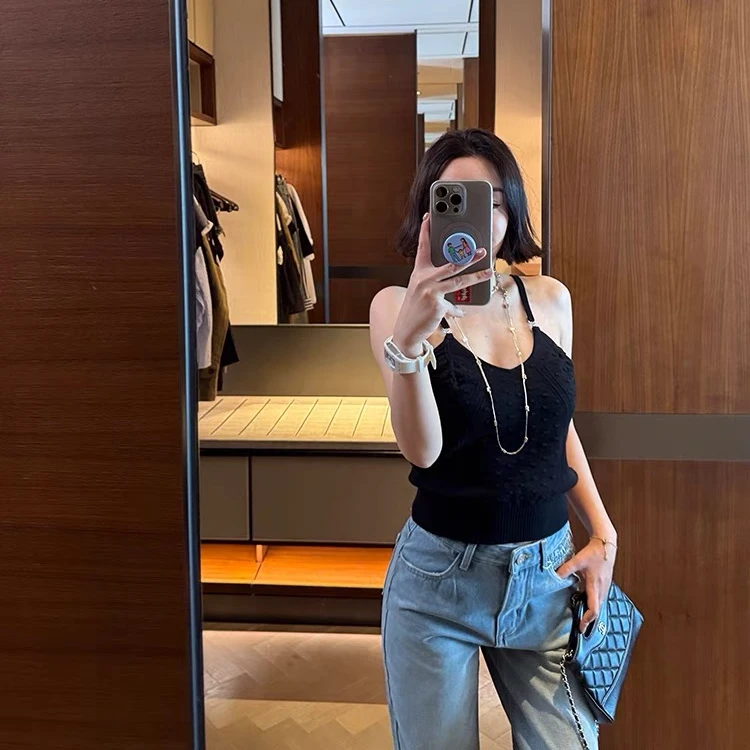 25p夏装新款立体提花针织小吊带背心