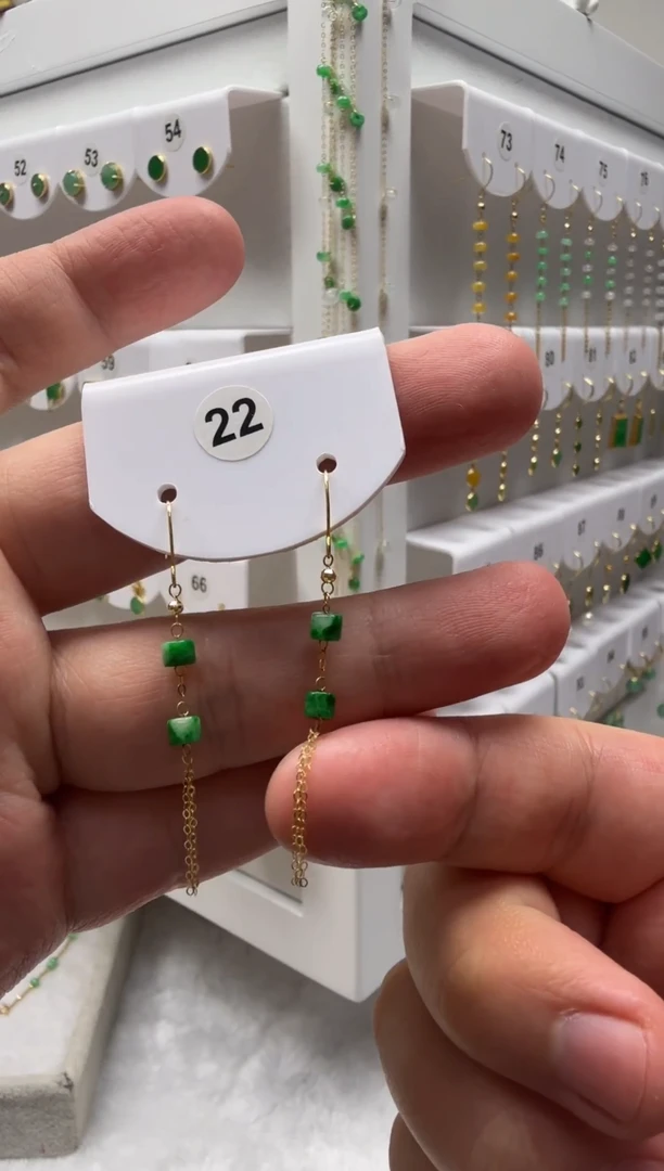 18K金镶嵌翡翠耳饰缅甸天然翡翠a货