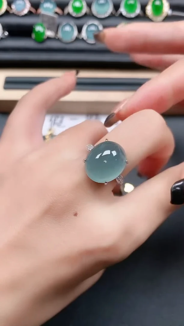 翡翠戒指银S925镶嵌1111111