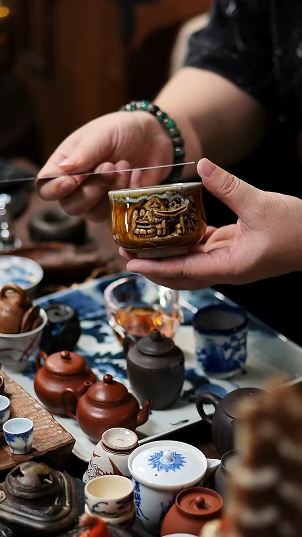 闪购38号 浮雕茶杯功夫茶道具
