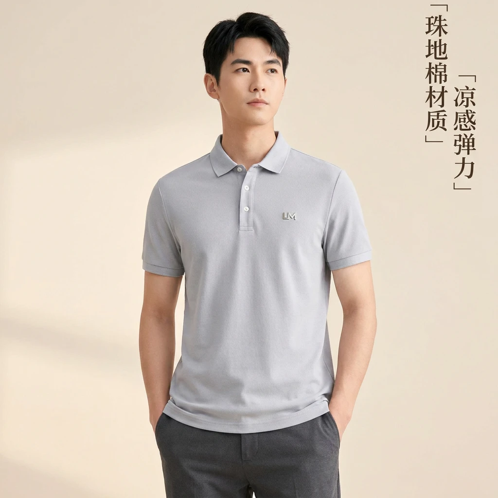 利郎【多彩高尔夫】利郎夏季男士简约珠地棉凉感弹力多彩POLO衫