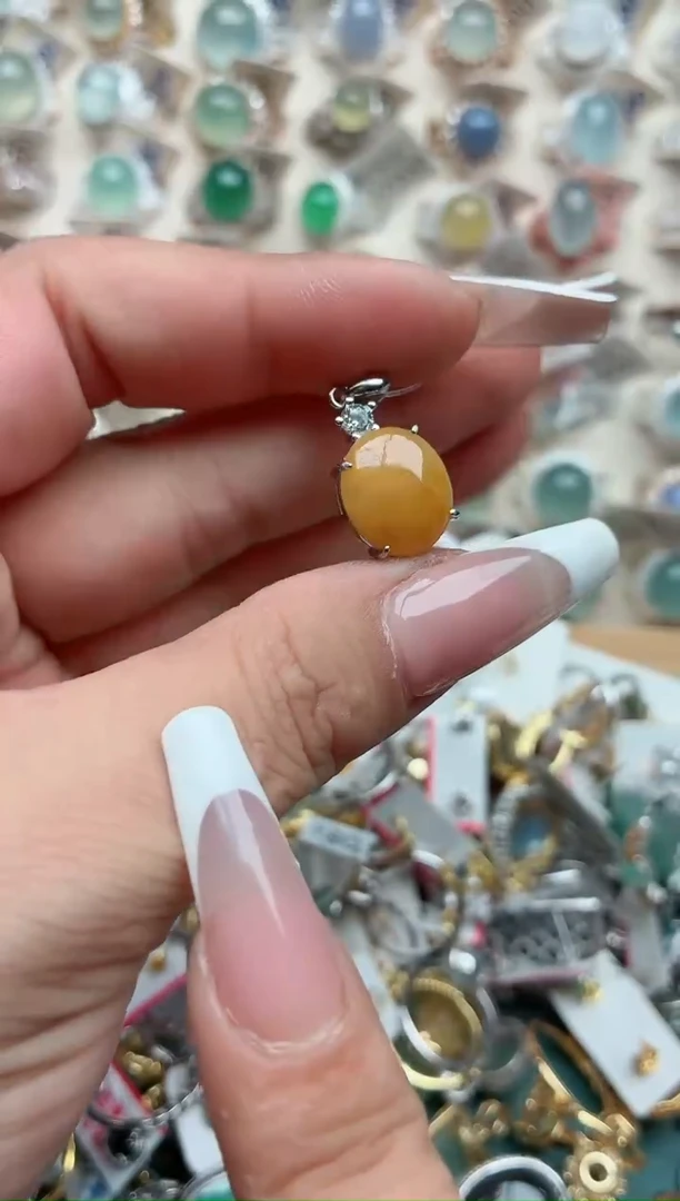 吊坠(不含链)银S925镶嵌翡翠.