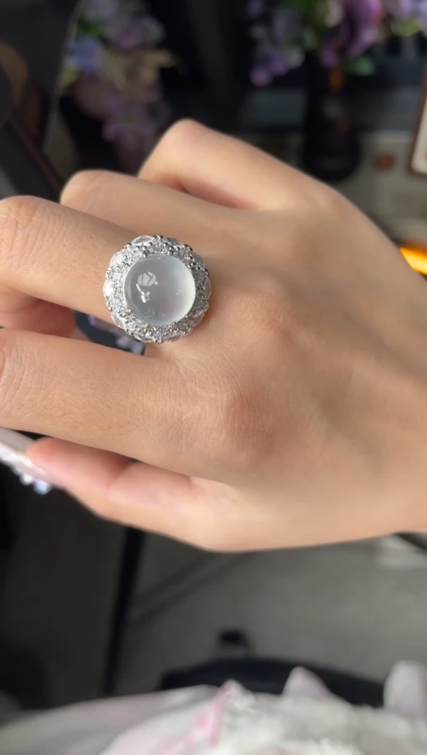 银S925镶嵌戒指翡翠戒指