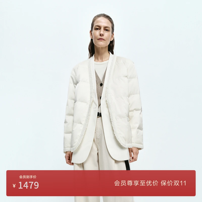 edition小香风拼接假两件鹅绒服保暖外套女好羽绒服#EBC4EINT11