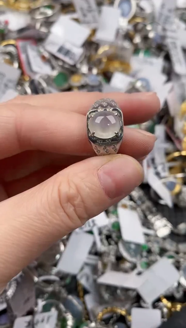 银S925镶嵌戒指翡翠444               3