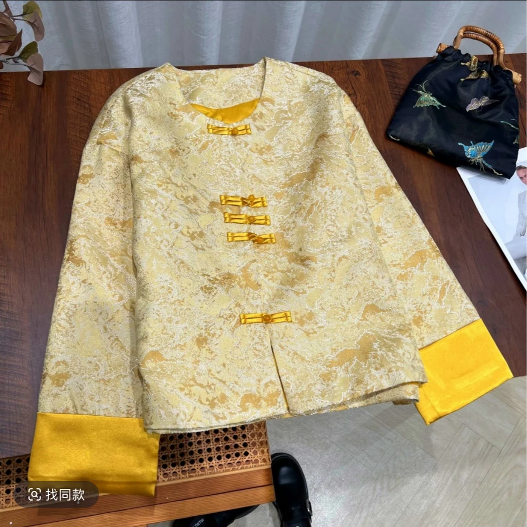 新中式国风提花外套2025年春季复古显瘦好看百搭优雅盘扣上衣