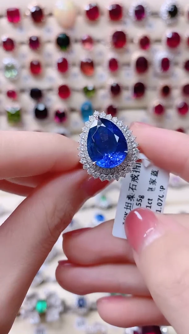 18K金戒指18K金镶嵌坦桑石满****F1