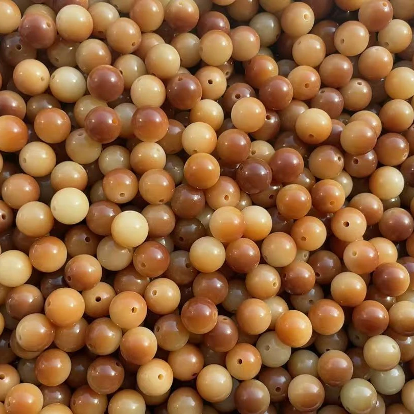 精品天然栗子色散珠适合手工串珠配珠卡12mm