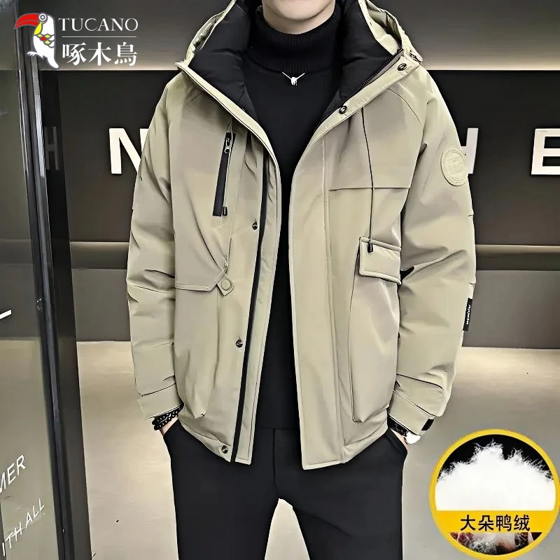TUCANO/啄木鳥男士冬装新款连帽工装加厚保暖外套潮流鸭绒羽绒服