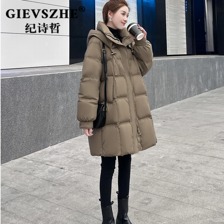 纪诗哲羽绒服女中长款2025冬季新款高级感时尚宽松保暖白鹅绒外套